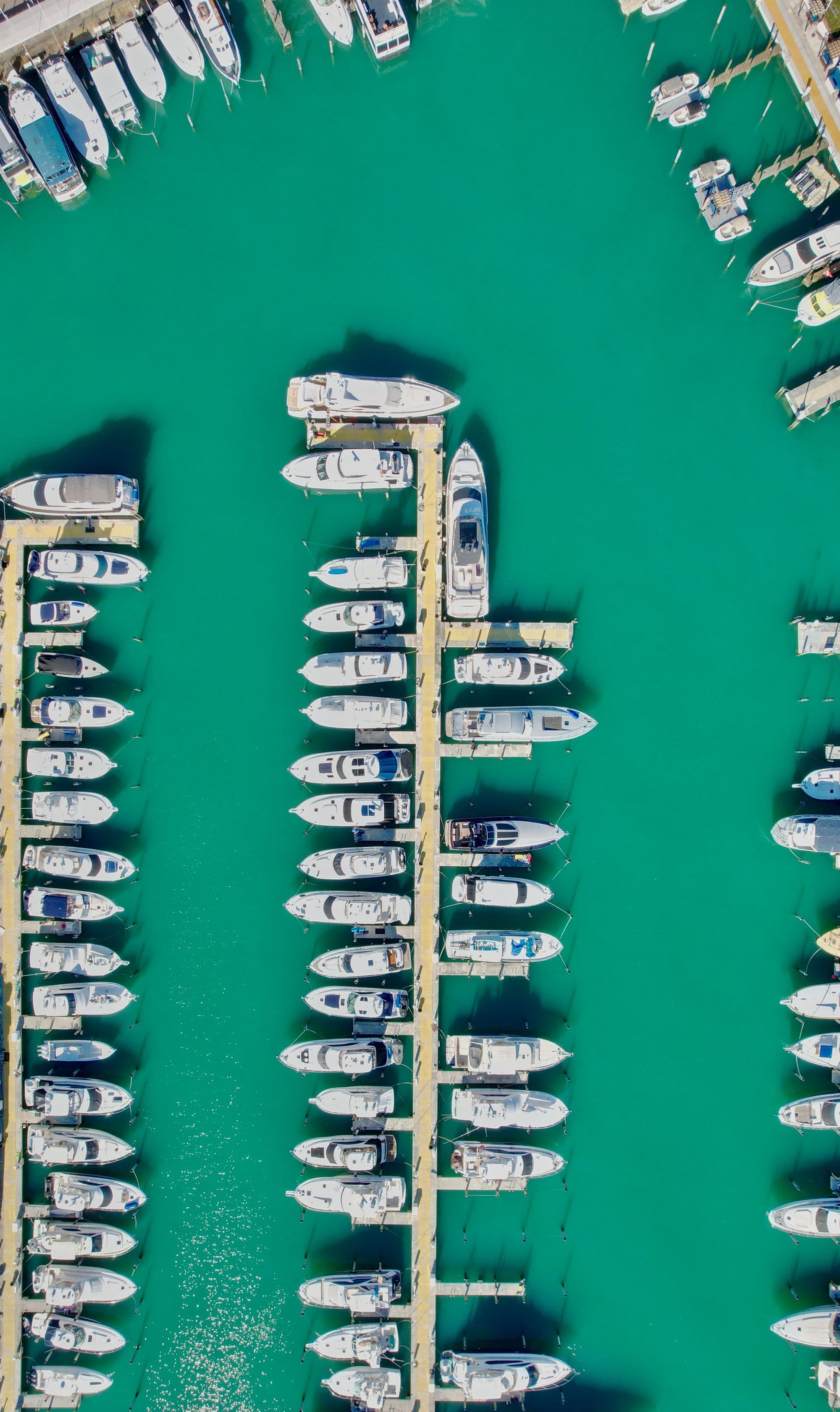 Aerial view of a Miami marina
